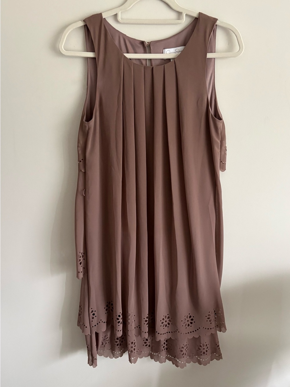 Jessica Simpson Dusty Rose Pleated Neckline Dress